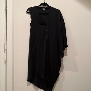 Helmut Lang Black Asymmetric Draped Dress